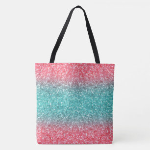 Bolsa Tote Brilho Azul Rosa