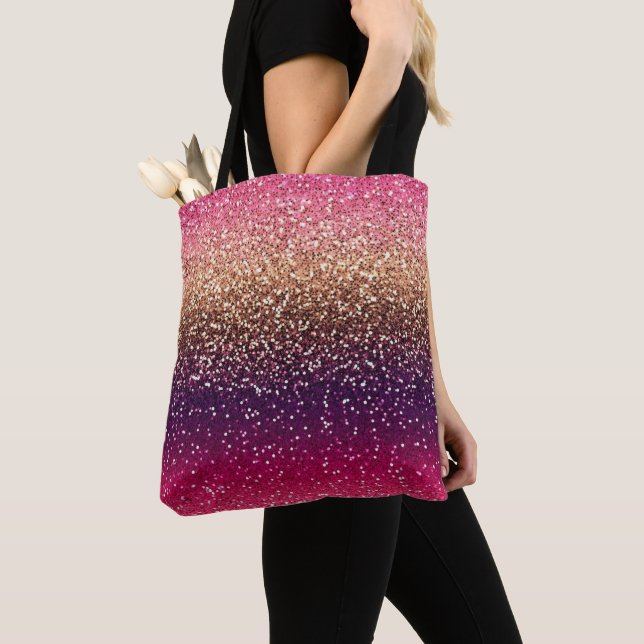 Bolsa Tote Brilho Cor-de-rosa Dourado (Close Up)