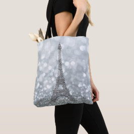 Bolsa Tote Brilho de Purpurina Brilho Paris Torre Eiffel Glam
