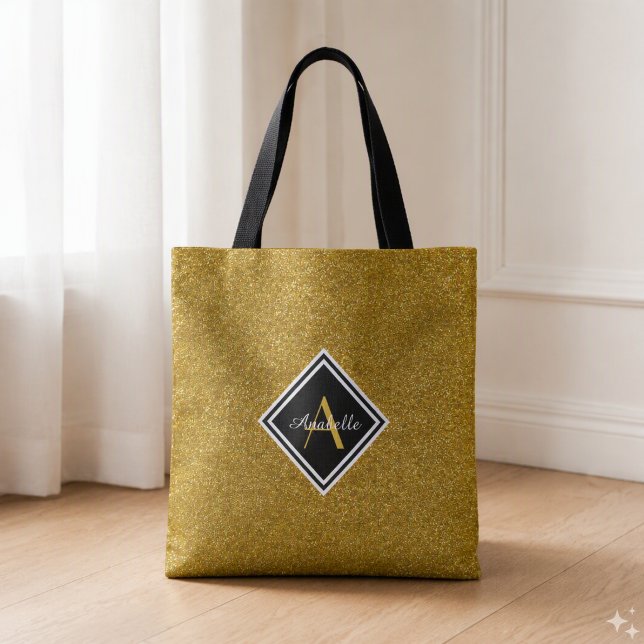 Bolsa Tote Brilho Dourado Monogramado (Criador carregado)