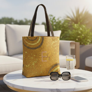 Bolsa Tote Brilho Marrom Dourado Chic Glam Moderno Tendência