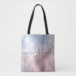 Bolsa Tote Brilho Prateado Pingando Dourado Rosa Azul Metálic