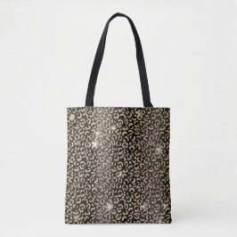 Bolsa Tote Brilho Preto e Dourado Glam Estampa de Manchas de 