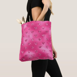 Bolsa Tote Brilho Rosa Glam Diamantes Espelhados Padrão