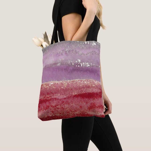 Bolsa Tote Brilho roxo e dourado elegante (Close Up)