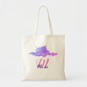 Bolsa Tote brilho roxo simples e personalizado adicionar seu