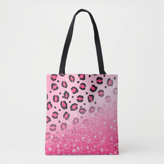 Bolsa Tote Brilho Sparkly do falso cor-de-rosa adolescente do (Frente)