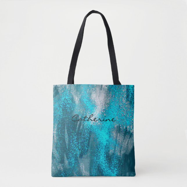 Bolsa Tote Brilhos Azuis Luminosos Salpicos  (Frente)