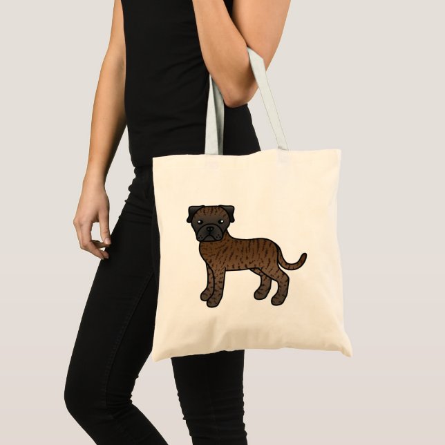 Bolsa Tote Brindle Bullmastiff Cartoon Dog (Frente (produto))