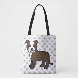 Bolsa Tote Brindle E White Staffordshire Bull Terrier Dog