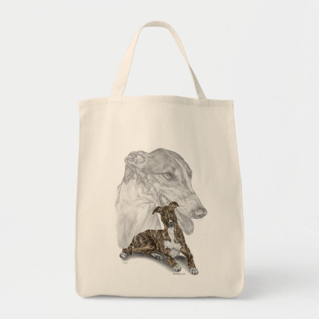 Bolsa Tote Brindle Greyhound Dog Art (Frente)