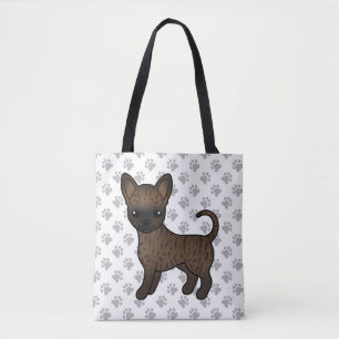 Bolsa Tote Brindle Smooth Casaco Chihuahua Cartoon Cão e pata