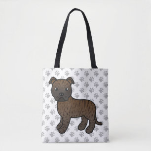 Bolsa Tote Brindle Staffordshire Bull Terrier Cartoon Dog