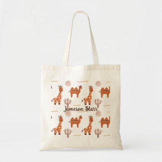Bolsa Tote Brinquedo branco castanho Cactus Camel Llama
