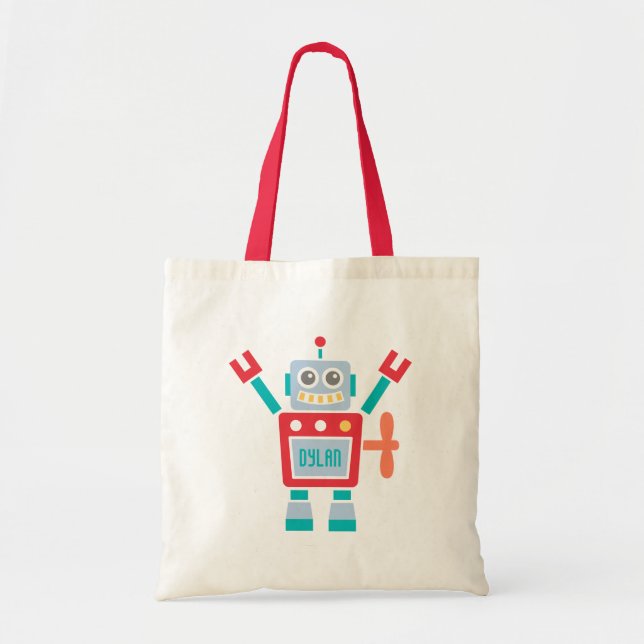 Bolsa Tote Brinquedo de Robô Vintage Fofo Para Crianças (Frente)