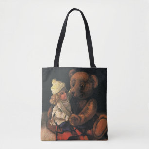 Bolsa Tote Brinquedos de Natal Antigos, Boneca e um Ursinho d