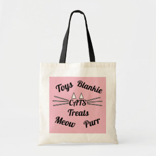 Bolsa Tote "Brinquedos Gatos Cobertor Guloseimas Mia Ronrona"