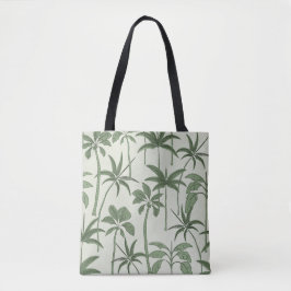 Bolsa Tote Brisa Botânica: Palmeira Salvia Ilustrada à Mão