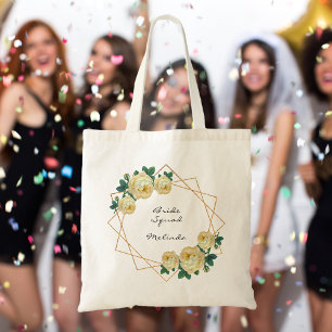Bolsa Tote Brito Esquadrão Amarelo Floral Elegante Dourado Ge