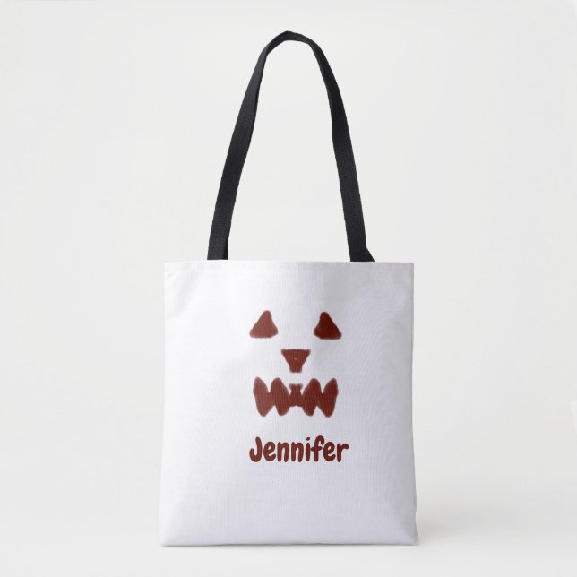 Bolsa Tote Brown Halloween assustador queda rosto acrescentar (Frente)