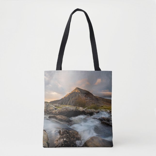 BOLSA TOTE BROWN MOUNTAIN NEAR BODY OF WATER UNDER CLOUDY SKY (Frente)