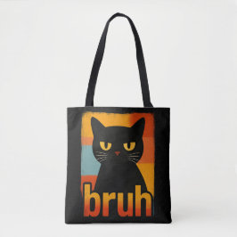Bolsa Tote Bruh Black Cat Funny Retro Vintage Meme