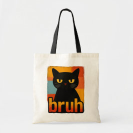 Bolsa Tote Bruh Black Cat Funny Retro Vintage Meme