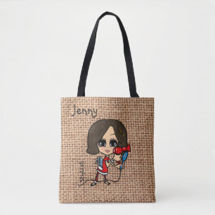 Bolsa Tote Brunette de caricatura de lista de cabelos persona