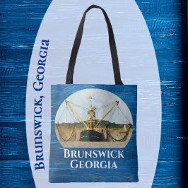 Bolsa Tote Brunswick Georgia Camarão de Pesca Souvenir