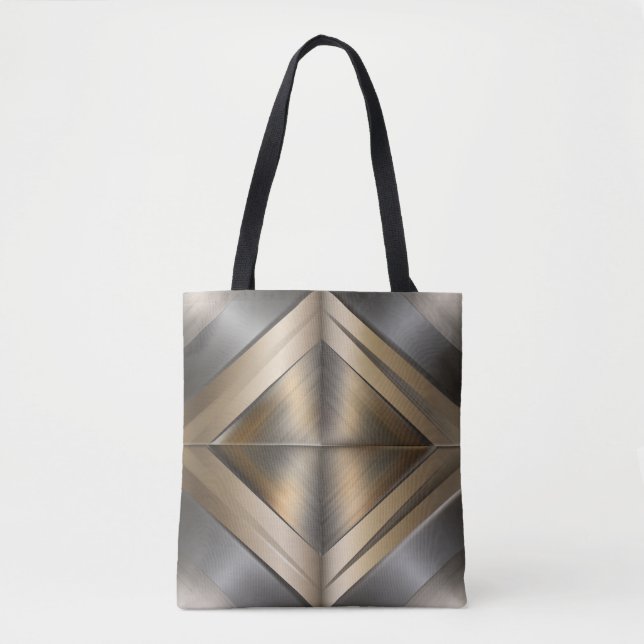 Bolsa Tote Brushed Metallic Geometric Diamond Pattern (Frente)