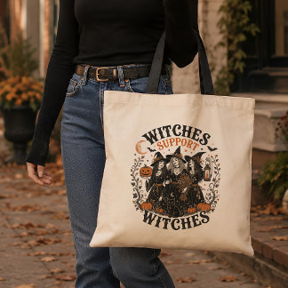 Bolsa Tote Bruxa Apoia Arte de Confraria de Halloween Vintage