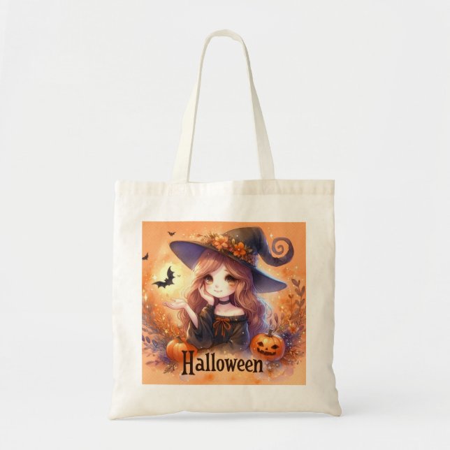 Bolsa Tote Bruxa Bonita do Halloween (Frente)