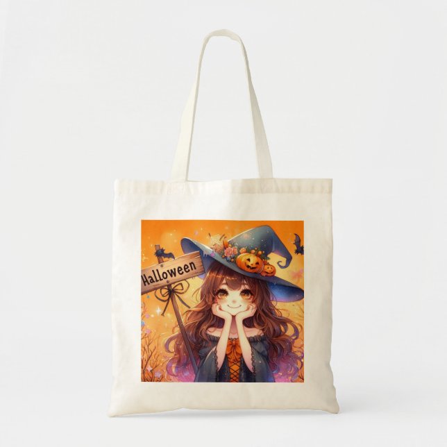 Bolsa Tote Bruxa Bonita do Halloween (Frente)