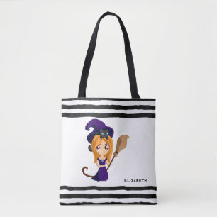 Bolsa Tote Bruxa Bonita no Halloween do Chapéu Roxo