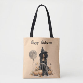 Bolsa Tote Bruxa bonito do Halloween e Balão de Lua Cheia