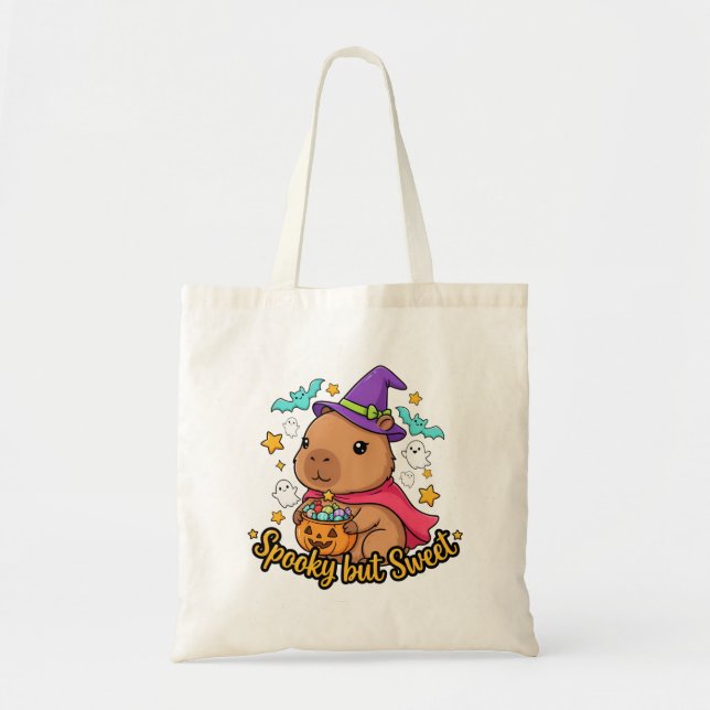 Bolsa Tote Bruxa de Capivara Assustadora mas Doce no Hallowee (Frente)