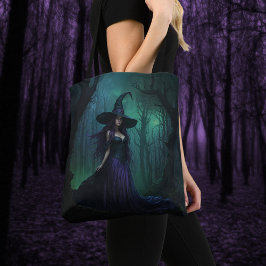Bolsa Tote Bruxa de Halloween Wicked em Roxo e Negro