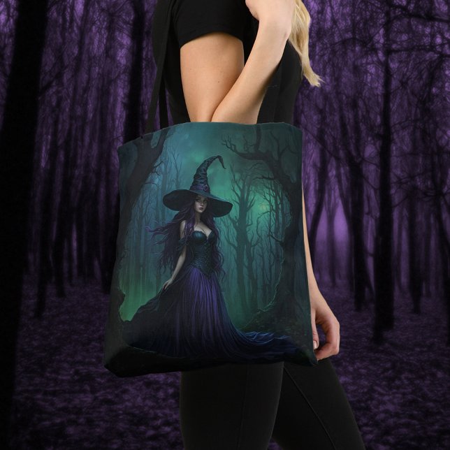 Bolsa Tote Bruxa de Halloween Wicked em Roxo e Negro (Criador carregado)