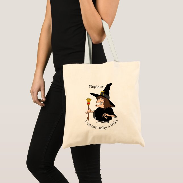 Bolsa Tote Bruxa Design Halloween Doce ou Travessura (Frente (produto))