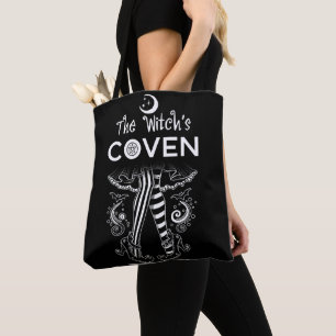 Bolsa Tote Bruxa do Coven Pernas de Bruxa Preto e Branco Hall
