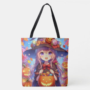 Bolsa Tote Bruxa do Halloween do Anime Bonito