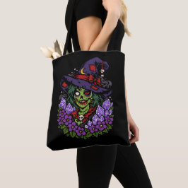 Bolsa Tote Bruxa do Zumbi de Fevereiro com Gemas e Flores