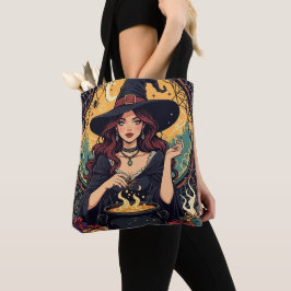 Bolsa Tote Bruxa Encantadoramente Mágica Com Aranhas