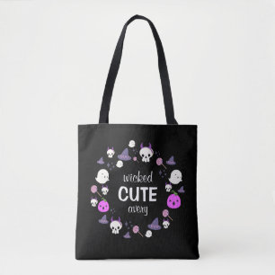 Bolsa Tote Bruxa Fofa Fantasma Moderno Monograma Halloween
