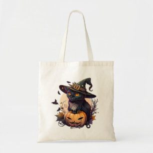 Bolsa Tote Bruxa Gato para o Halloween