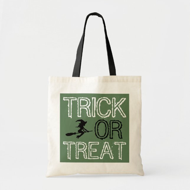 Bolsa Tote Bruxa na Broomstick, Halloween (Frente)