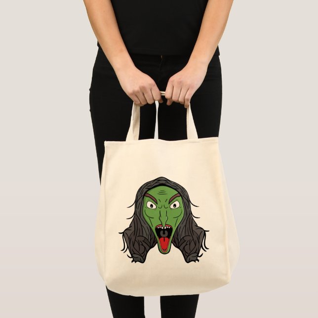 Bolsa Tote Bruxa Verde Rosnando (Frente (produto))