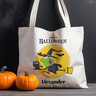 Bolsa Tote Bruxa Voadora Vassoura Halloween Personalizado