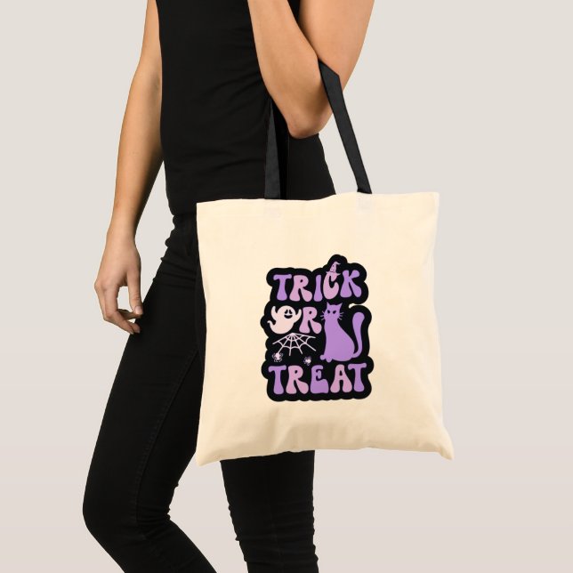 Bolsa Tote bruxas roxas e negras que fantasma Trick ou Tratam (Frente (produto))