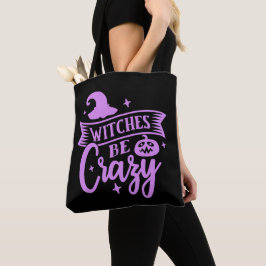 Bolsa Tote Bruxas São Loucas Preto e Roxo